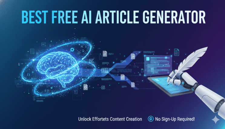 create a blog banner for this title Best Free AI Article Generator